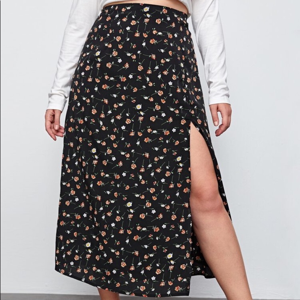 Floral Split Skirt